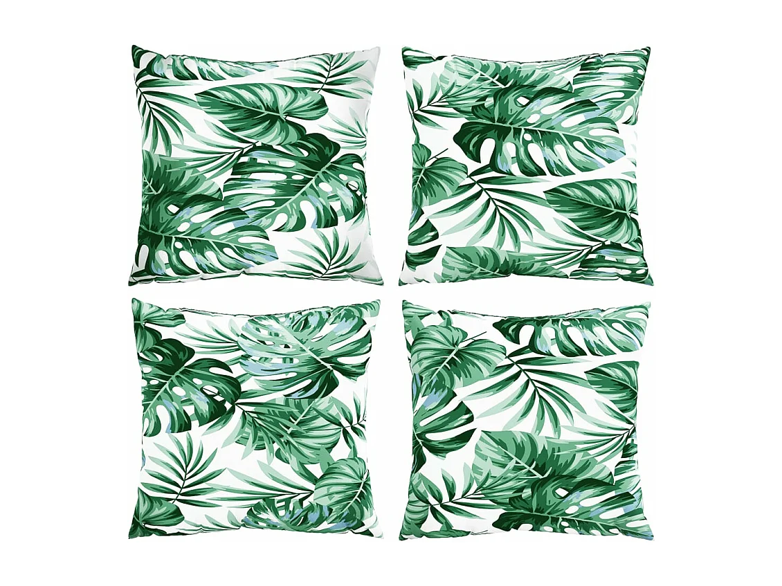 Coussins de canapé lot de 4 motif de feuilles 40x40 cm tissu