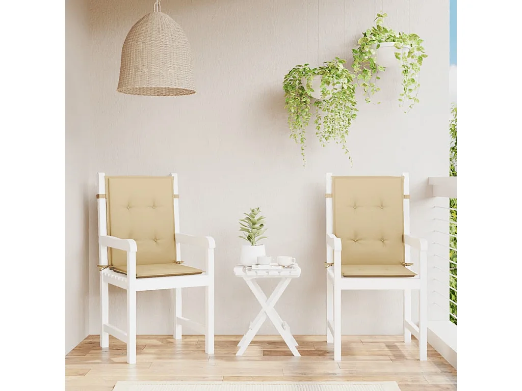 Coussins de chaise à dossier bas lot de 2 beige mélangé tissu