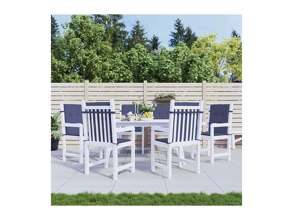 Coussins de chaise à dossier bas lot de 6 bleu marine tissu