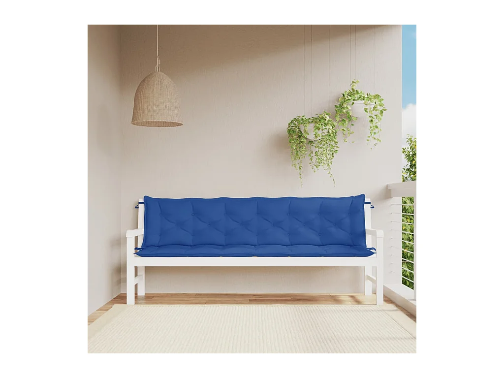 Coussins de banc jardin lot de 2 bleu 200x50x7 cm tissu Oxford