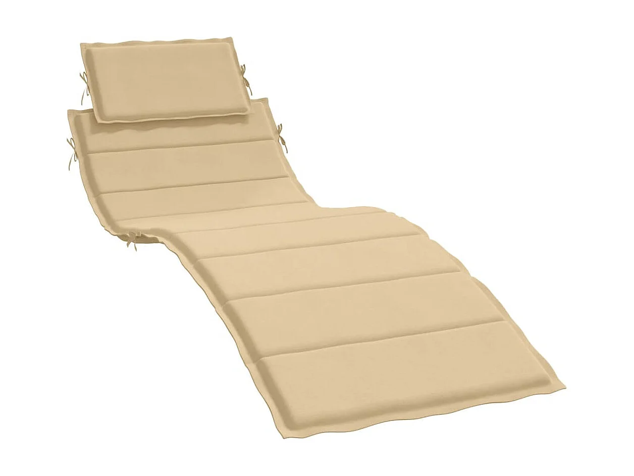 Coussin de chaise longue beige mélangé 186x58x3 cm tissu