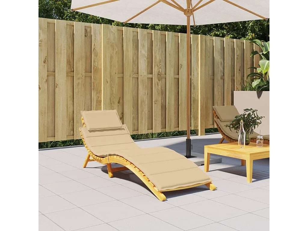 Coussin de chaise longue beige mélangé 186x58x3 cm tissu