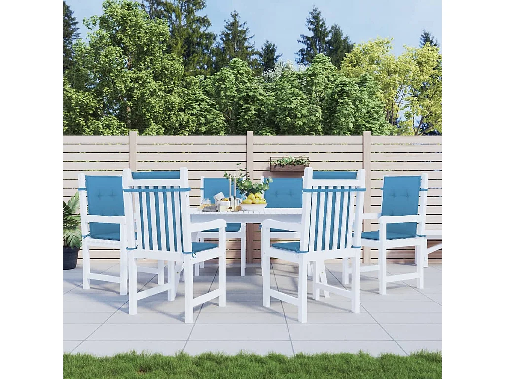 Cuscini Sedia Schiena Bassa 6 pz Blu Mélange 100x50x4 Tessuto