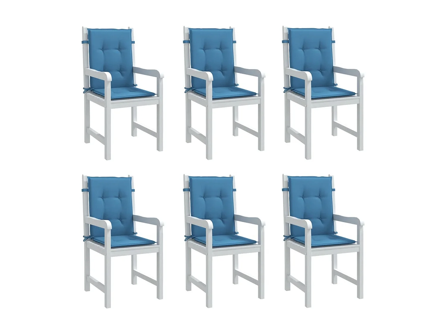 Coussins de chaise à dossier bas lot de 6 bleu mélangé tissu