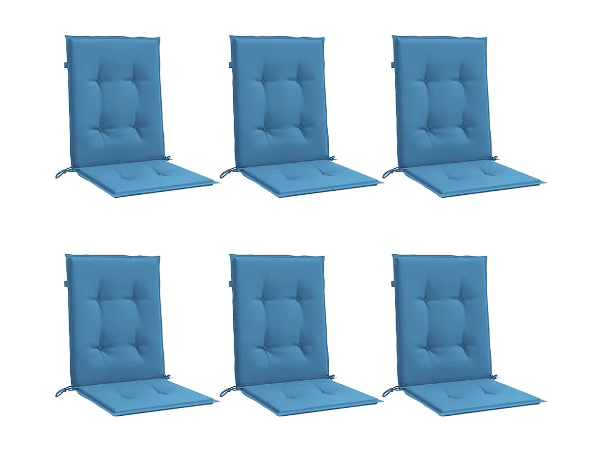 Coussins de chaise à dossier bas lot de 6 bleu mélangé tissu