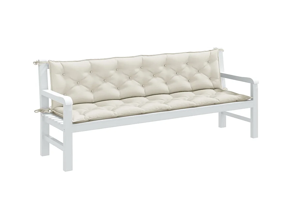 Coussins de banc de jardin lot de 2 crème mélangé tissu