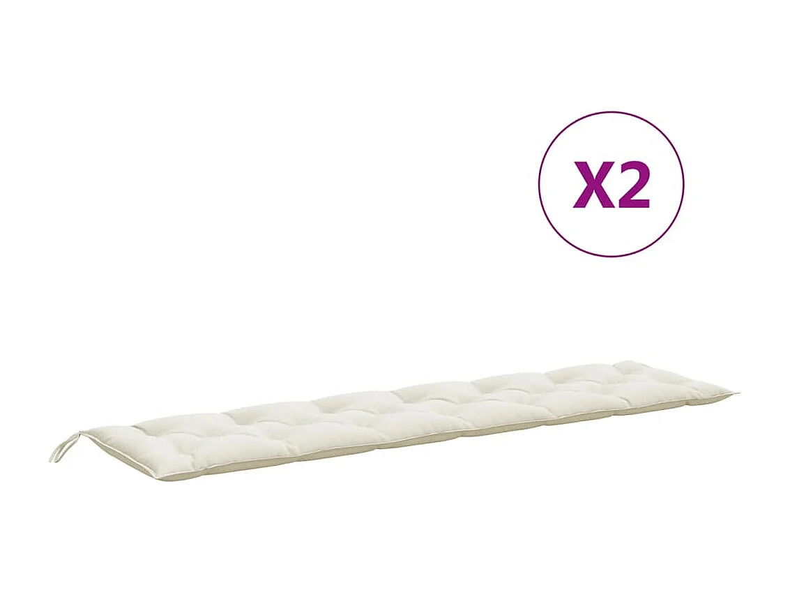 Coussins de banc de jardin lot de 2 crème mélangé tissu