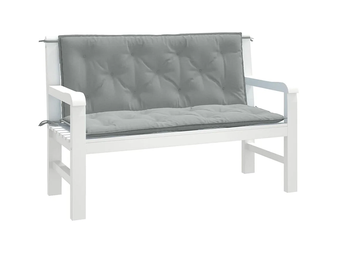 Tuinbankkussens 2 st 120x50x7 cm stof gemêleerd lichtgrijs