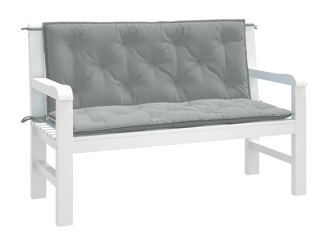 Coussins de banc de jardin lot de 2 gris clair mélangé tissu