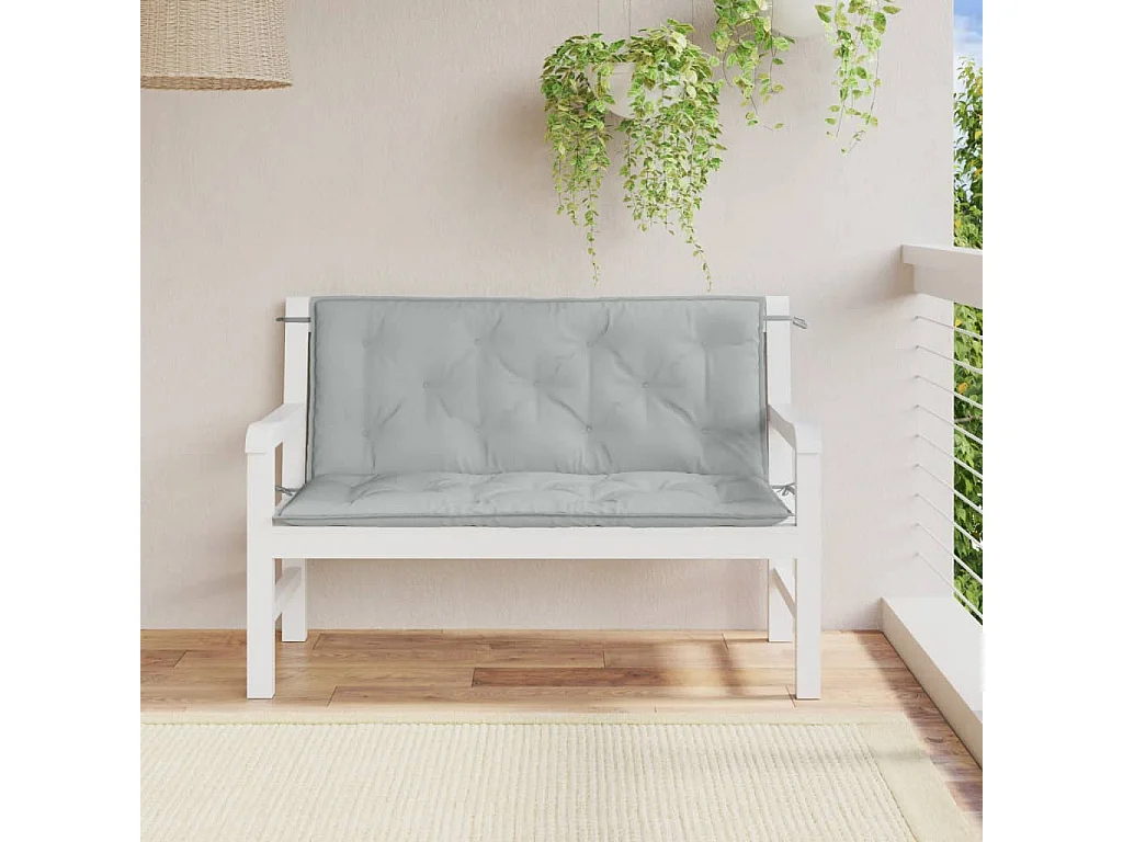 Coussins de banc de jardin lot de 2 gris clair mélangé tissu