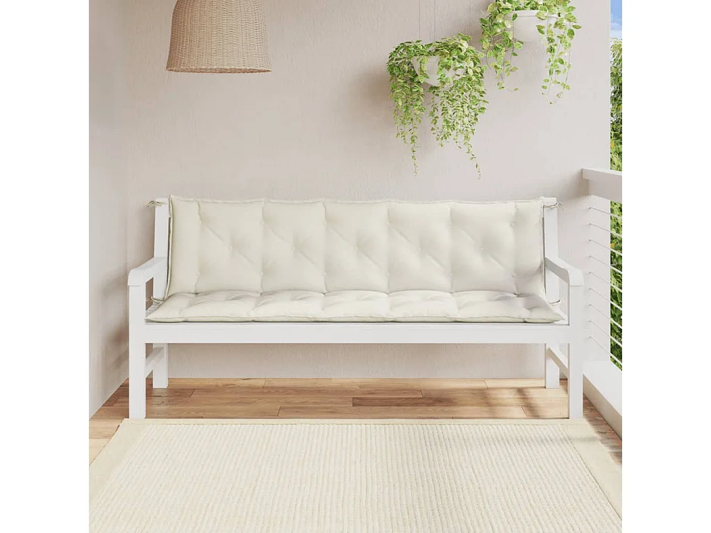 Cuscini Panca Giardino 2pz Crema Mélange 180x50x7 cm Tessuto