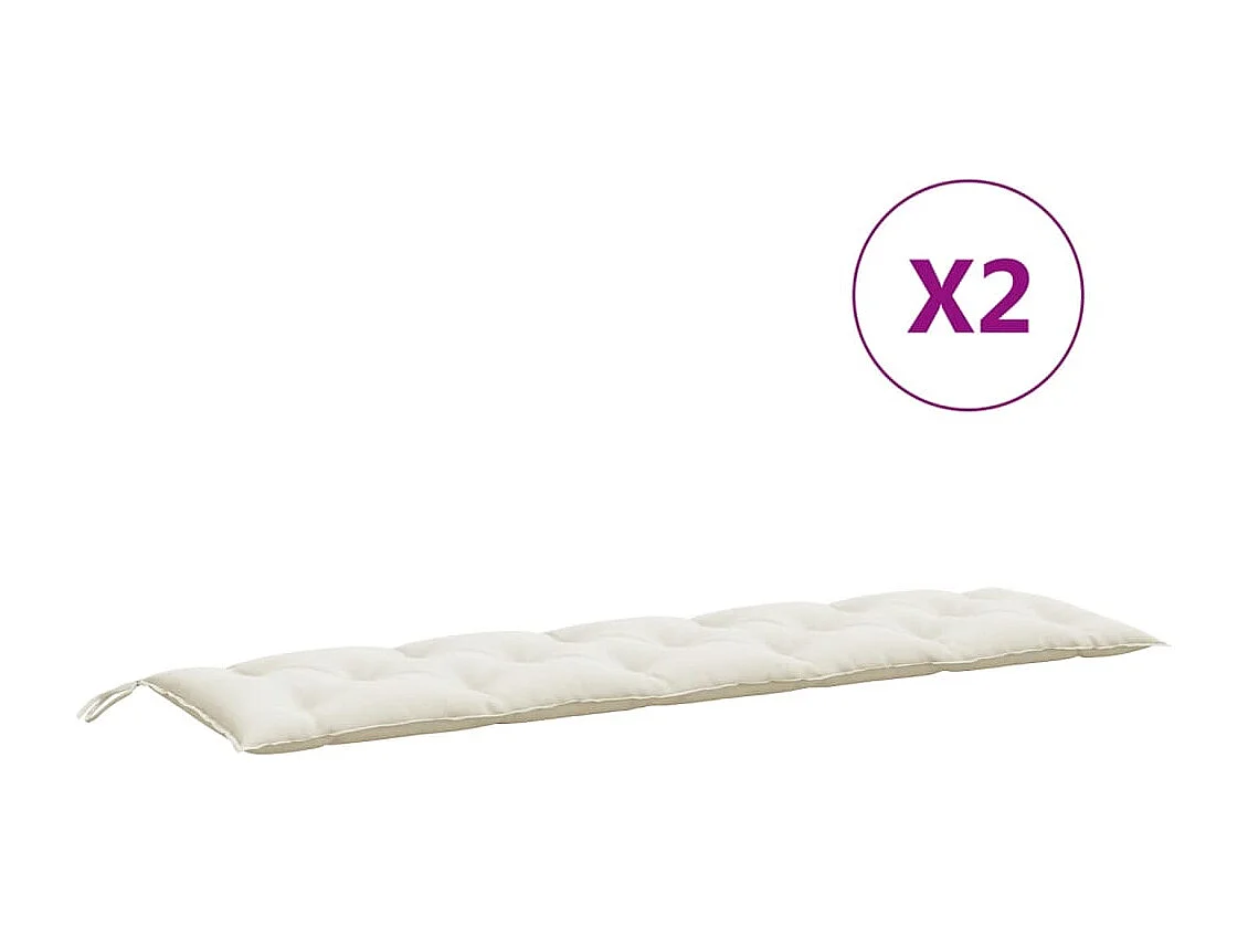 Coussins de banc de jardin lot de 2 crème mélangé tissu
