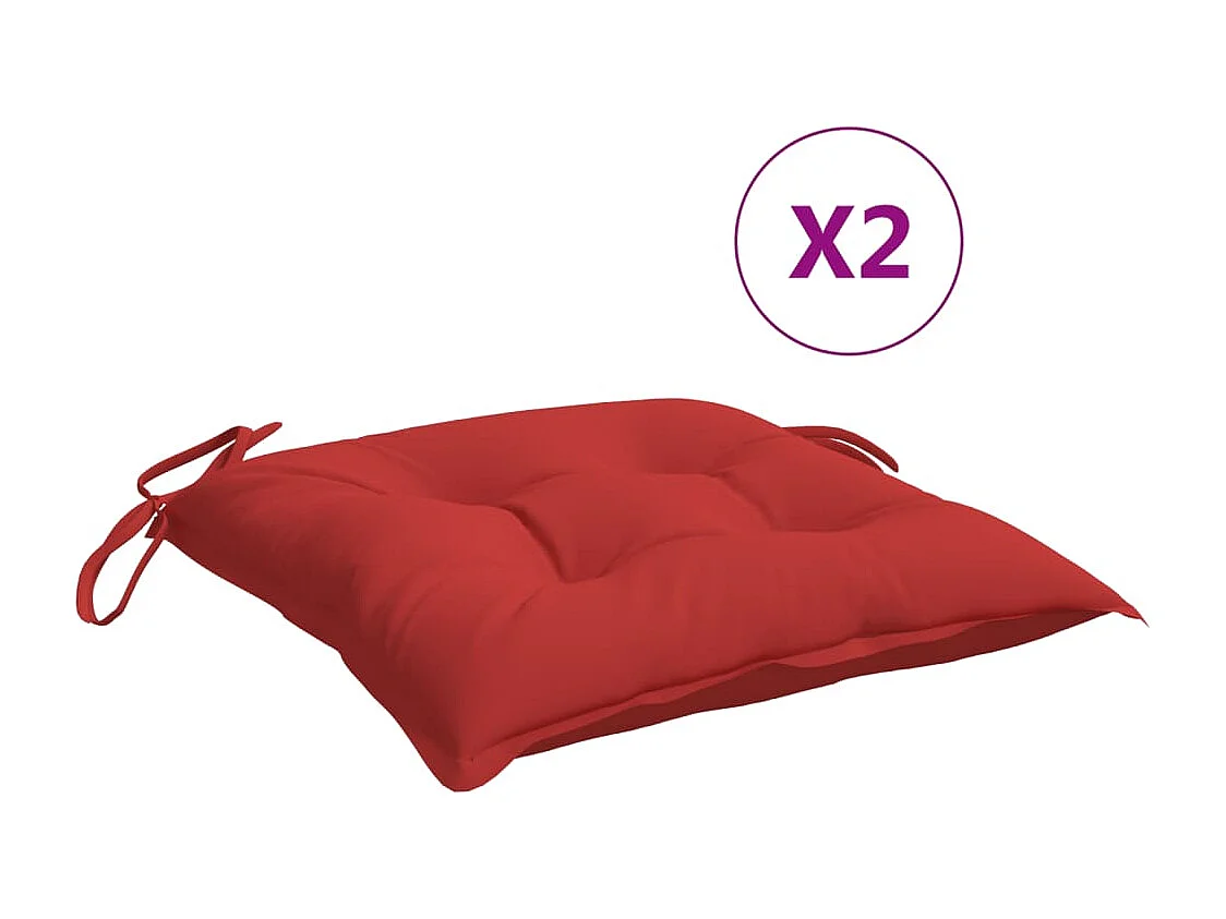 Coussins de palette lot de 2 rouge 50x50x7 cm tissu oxford