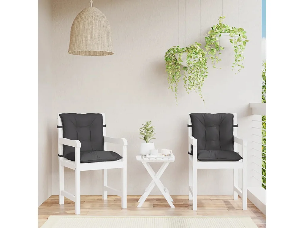 Cuscini Sedia Schiena Bassa 2 pz Antracite Mélange 100x50x7 cm