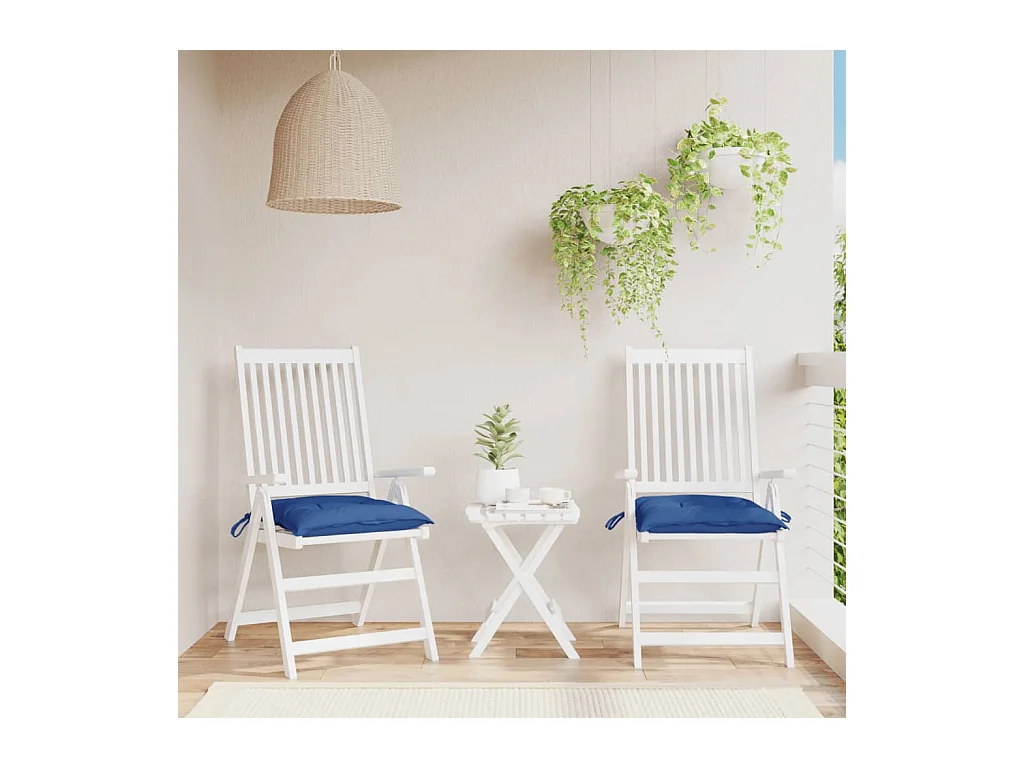 Coussins de chaise lot de 2 bleu 40x40x7 cm tissu oxford