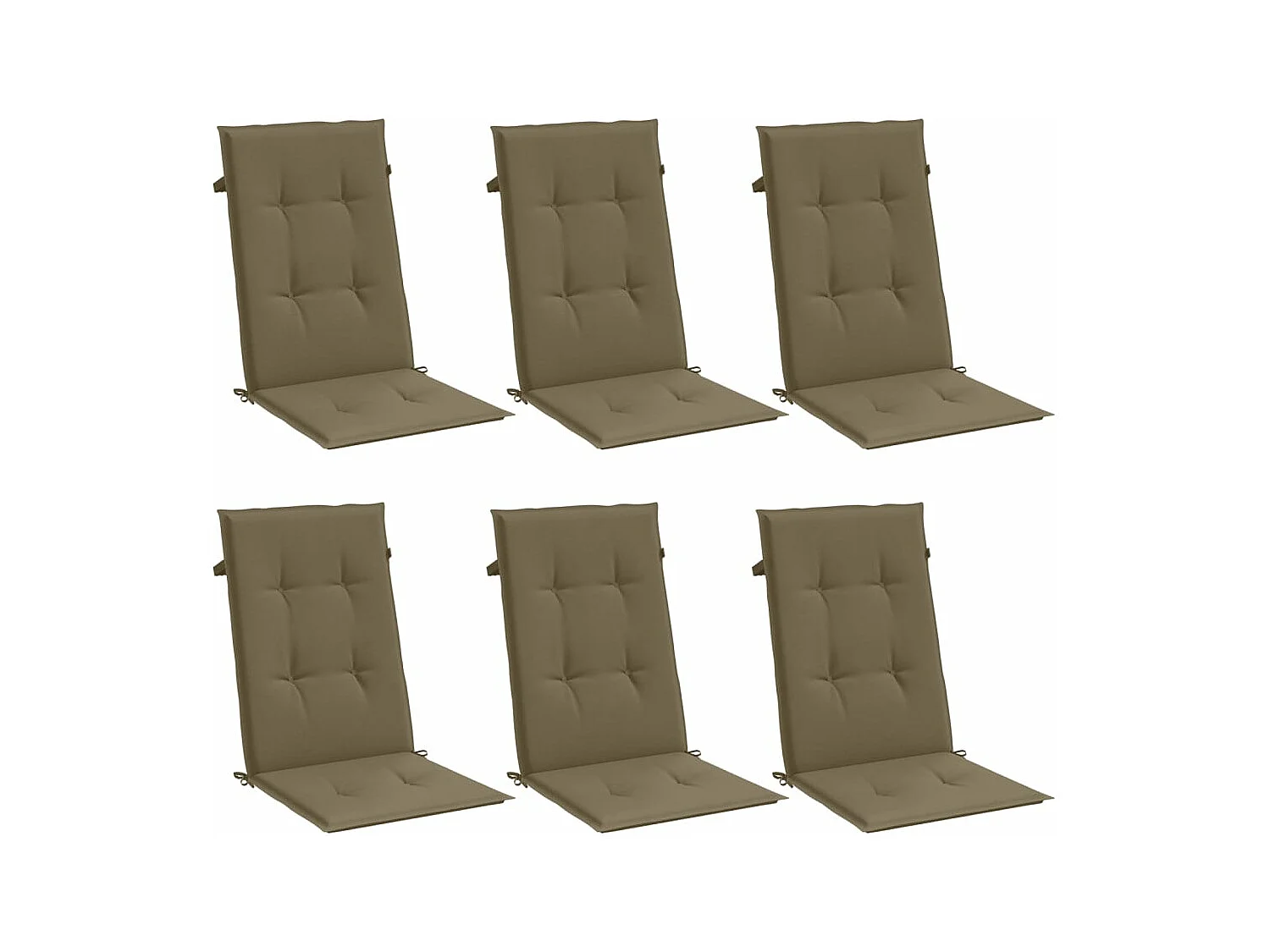 Cojines silla respaldo alto 6 uds tela taupe melange 120x50x4cm