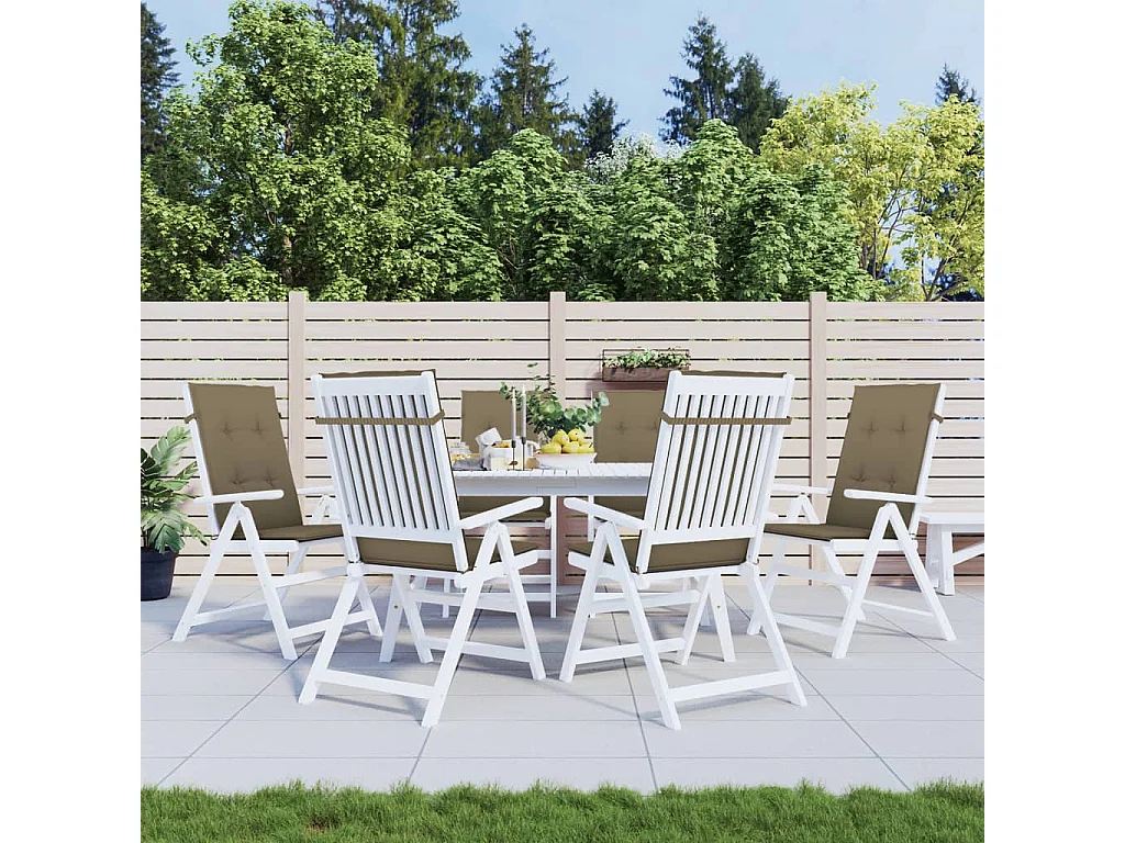 Coussins de chaise à dossier haut lot de 6 taupe mélangé tissu