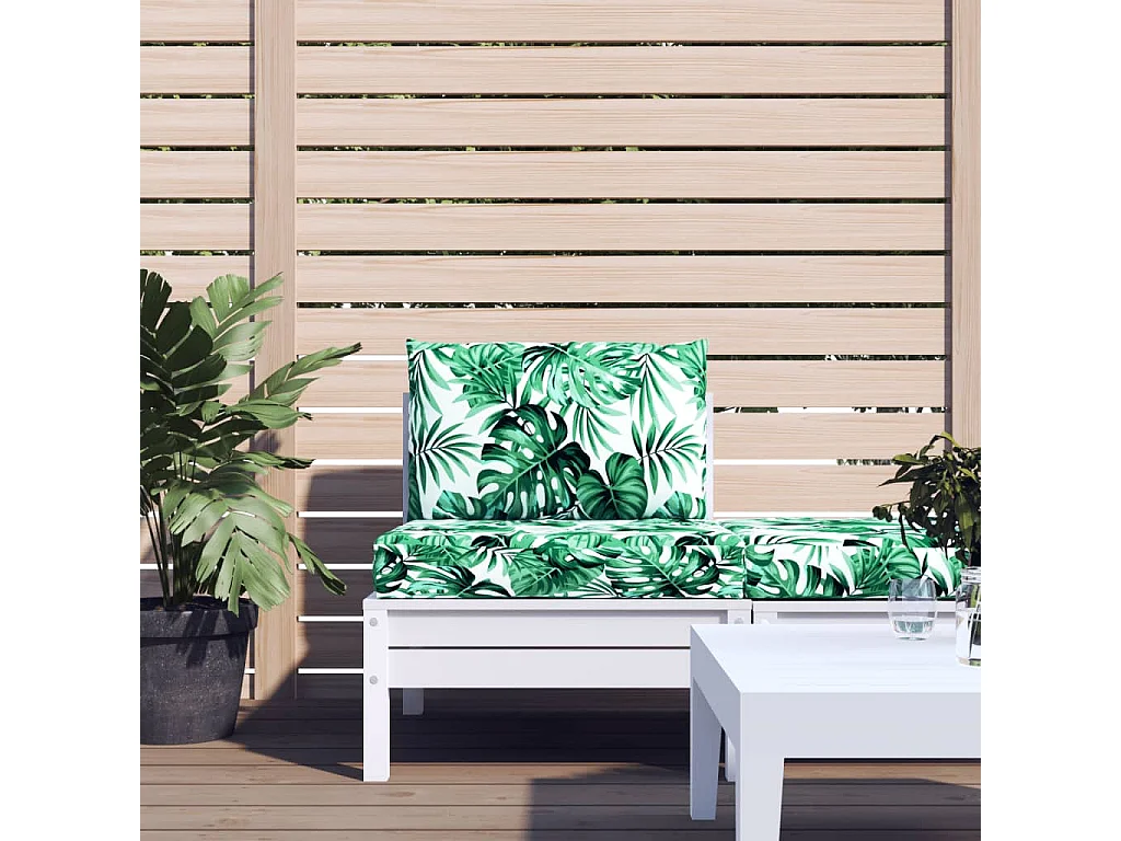 Cojines para palets 2 unidades tela estampado de hojas