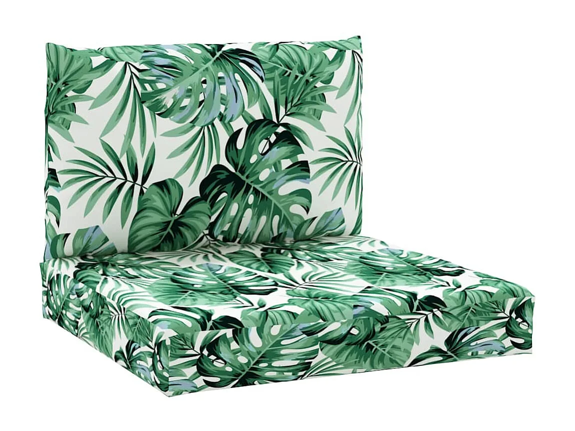 Cojines para palets 2 unidades tela estampado de hojas