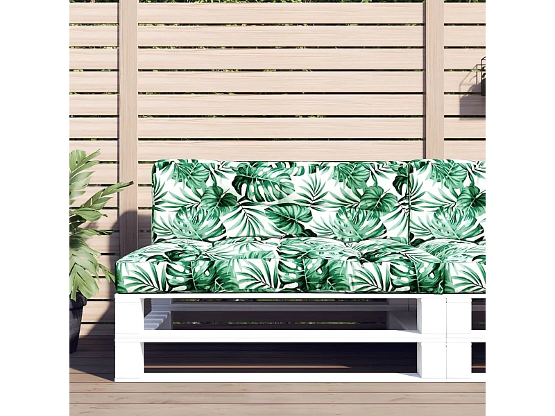 Palettenkissen 2-tlg. Blattmuster Stoff