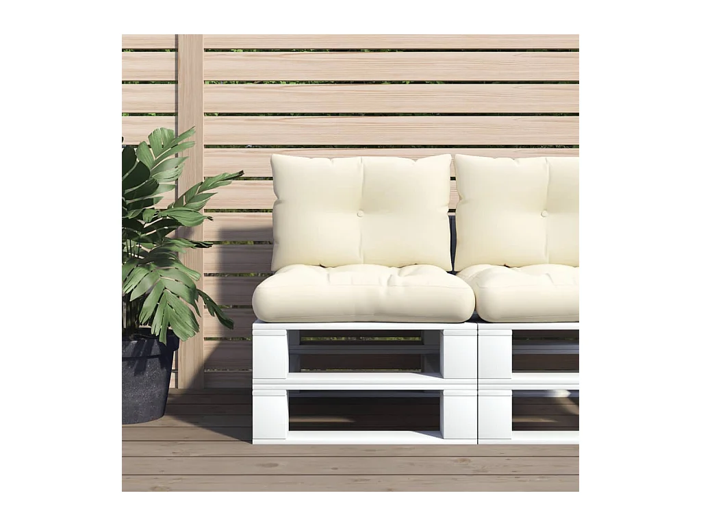 Coussins de palette lot de 2 crème tissu