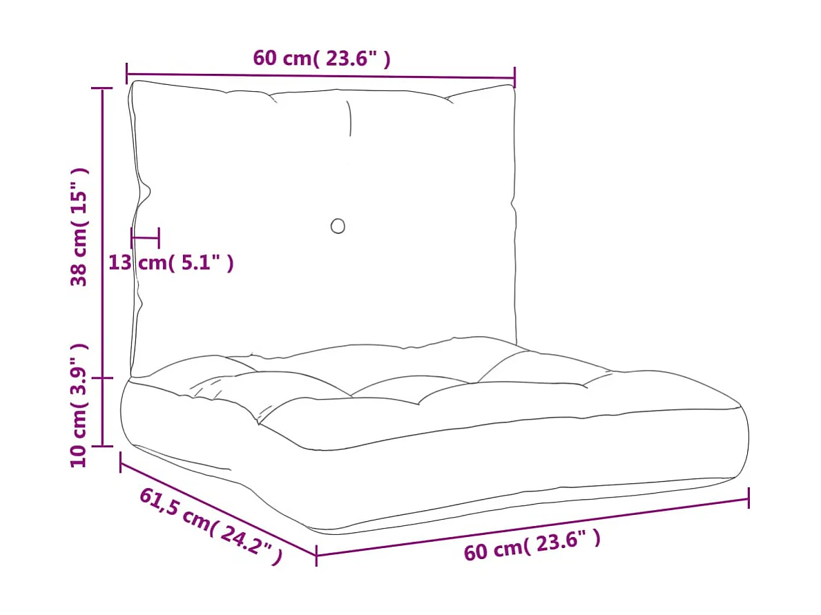 Coussins de palette lot de 2 crème tissu