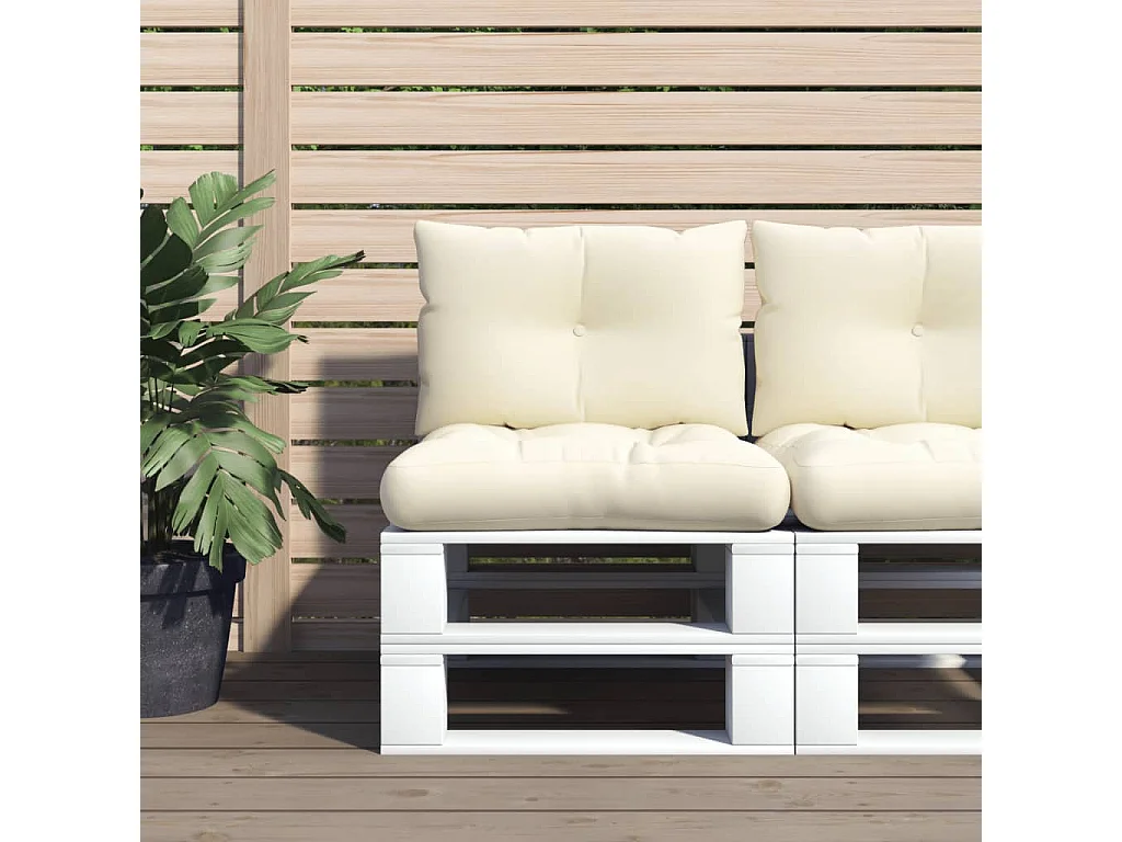 Coussins de palette lot de 2 crème tissu