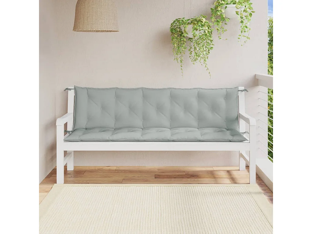 Cojines banco jardín 2 uds tela gris claro melange 180x50x7 cm