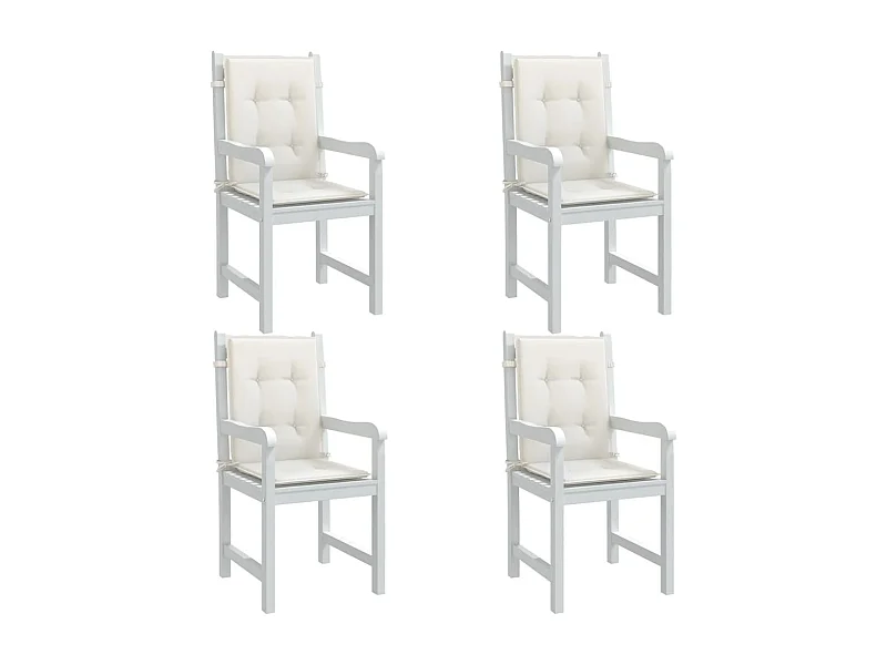 Cojines silla respaldo bajo 4 ud tela crema melange 100x50x4 cm