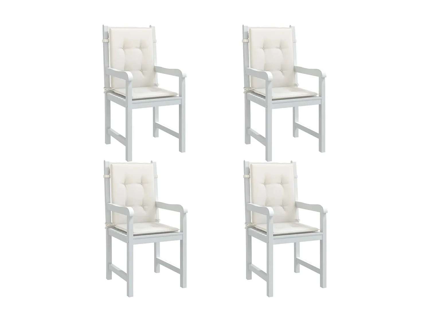 Cojines silla respaldo bajo 4 ud tela crema melange 100x50x4 cm