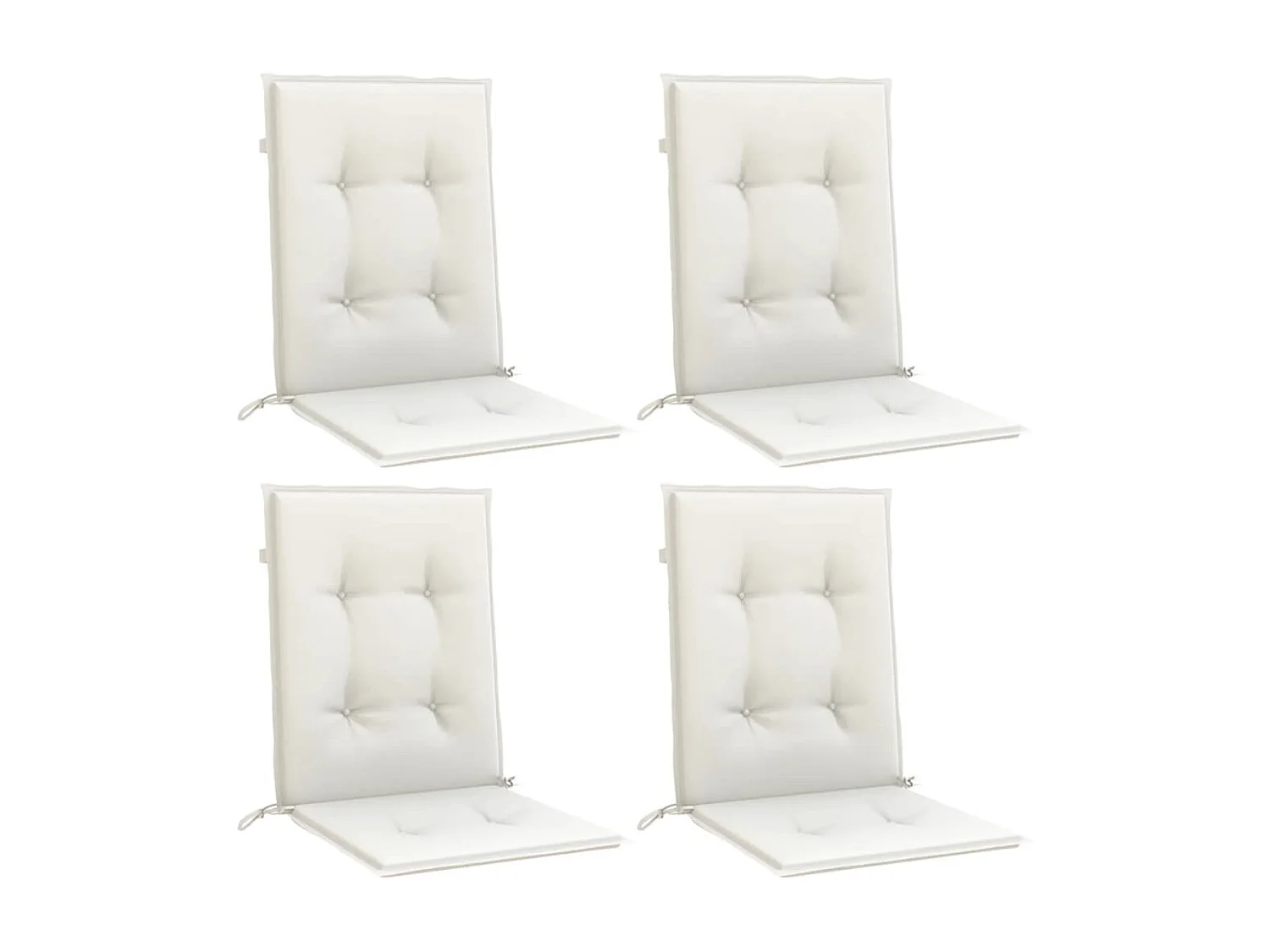 Cojines silla respaldo bajo 4 ud tela crema melange 100x50x4 cm