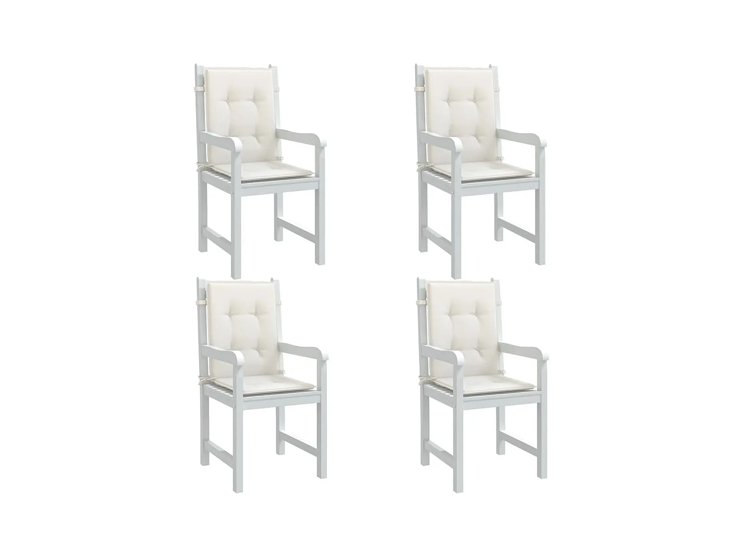 Coussins de chaise à dossier bas lot de 4 crème mélangé tissu