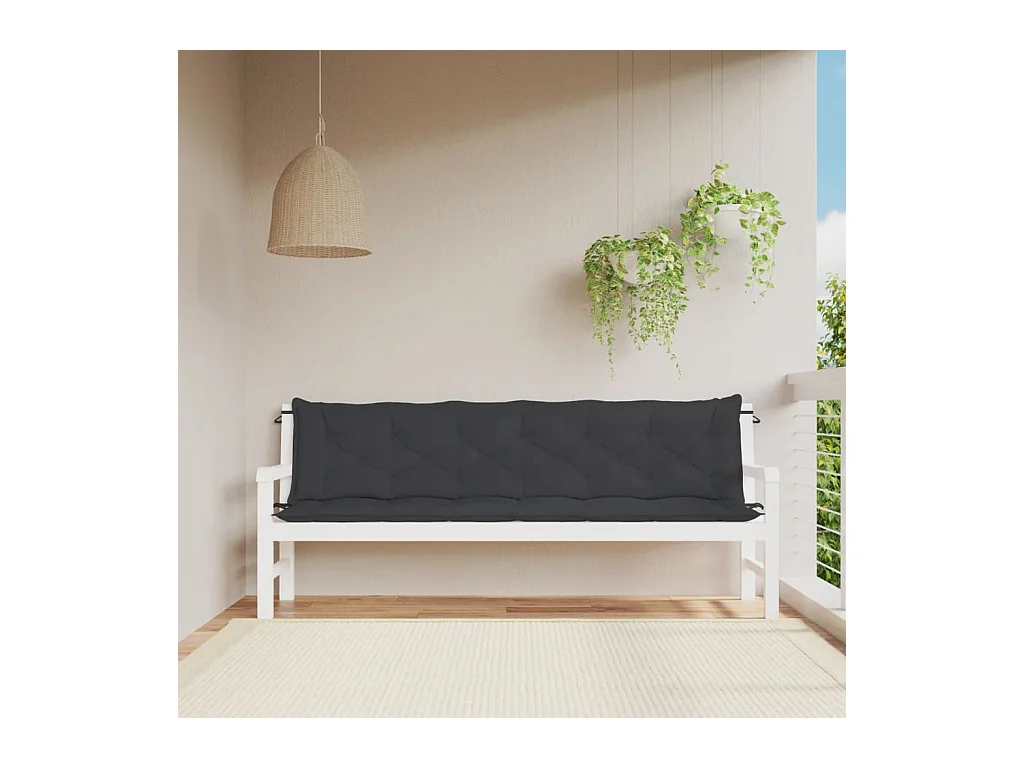 Gartenbank-Auflagen 2 Stk. Schwarz 200x50x7 cm Oxford-Gewebe