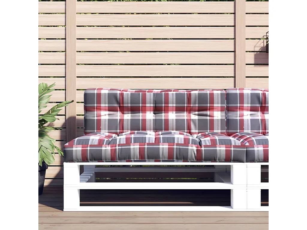 Coussins de palette lot de 2 motif à carreaux rouge tissu