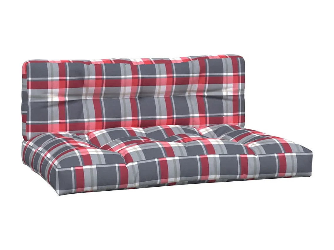 Coussins de palette lot de 2 motif à carreaux rouge tissu