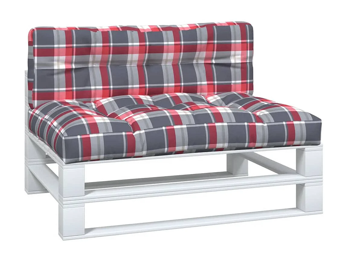 Coussins de palette lot de 2 motif à carreaux rouge tissu