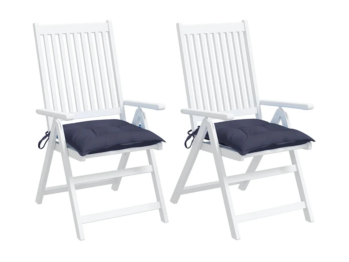 Coussins de chaise lot de 2 bleu marine 40x40x7 cm tissu oxford