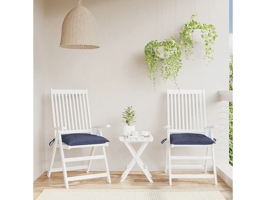 Stoelkussens 2 st 40x40x7 cm oxford stof marineblauw