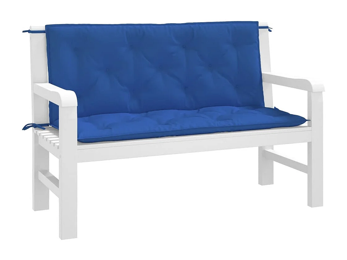 Coussins de banc jardin lot de 2 bleu 120x50x7 cm tissu Oxford