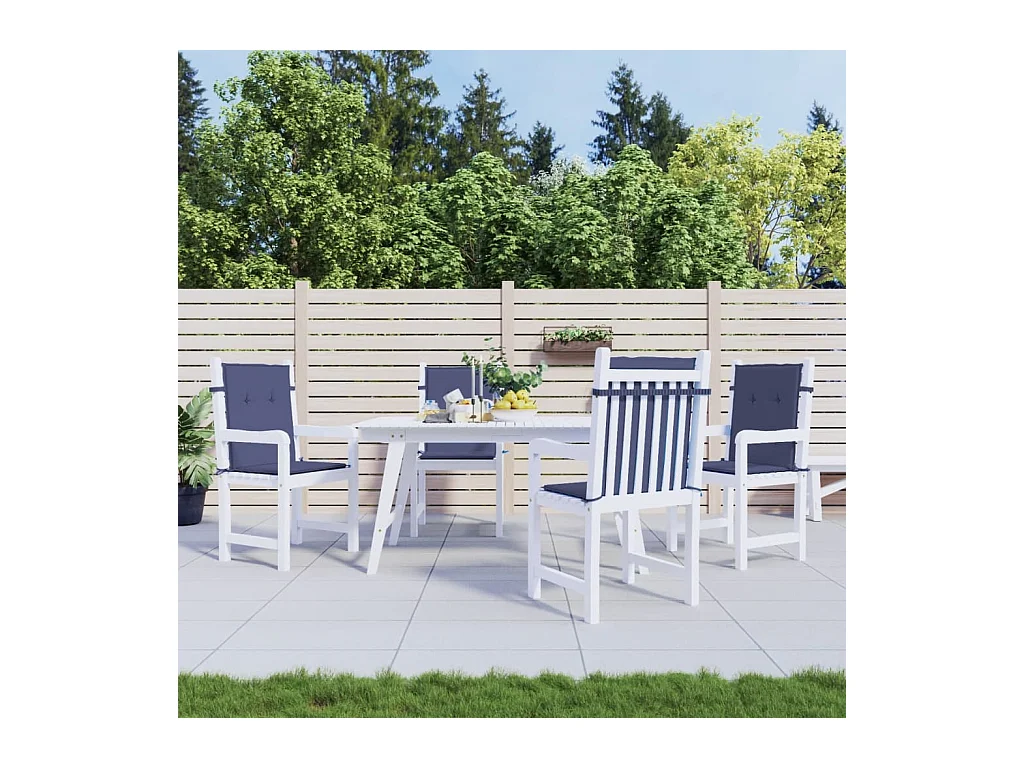 Coussins de chaise à dossier bas lot de 4 bleu marine tissu