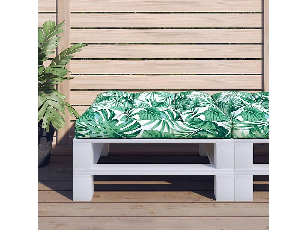 Coussin de palette motif de feuilles 80x80x12 cm tissu