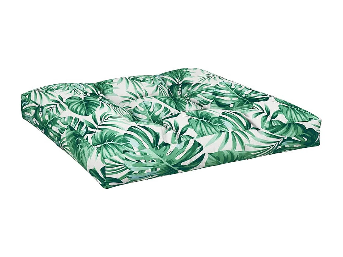 Coussin de palette motif de feuilles 80x80x12 cm tissu