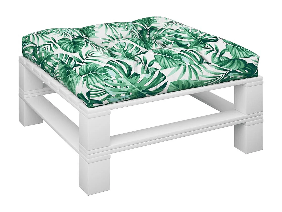 Coussin de palette motif de feuilles 80x80x12 cm tissu