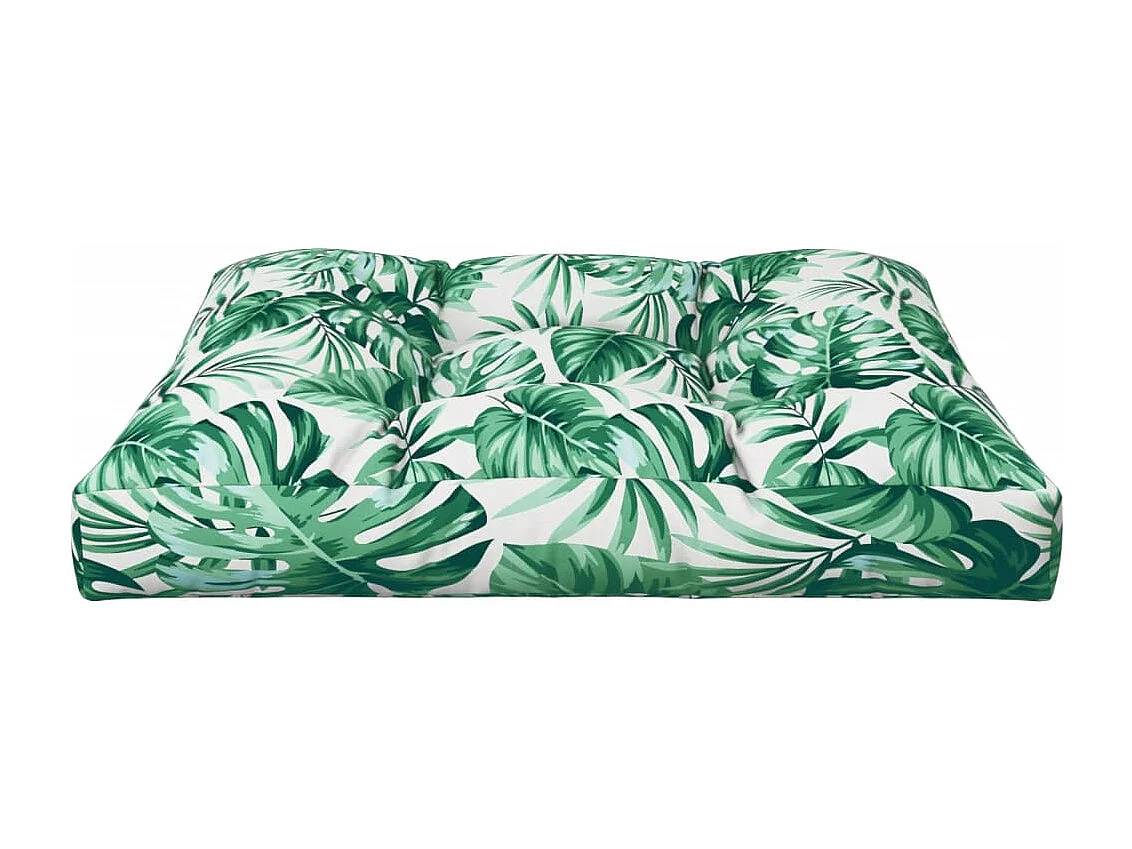 Coussin de palette motif de feuilles 80x80x12 cm tissu