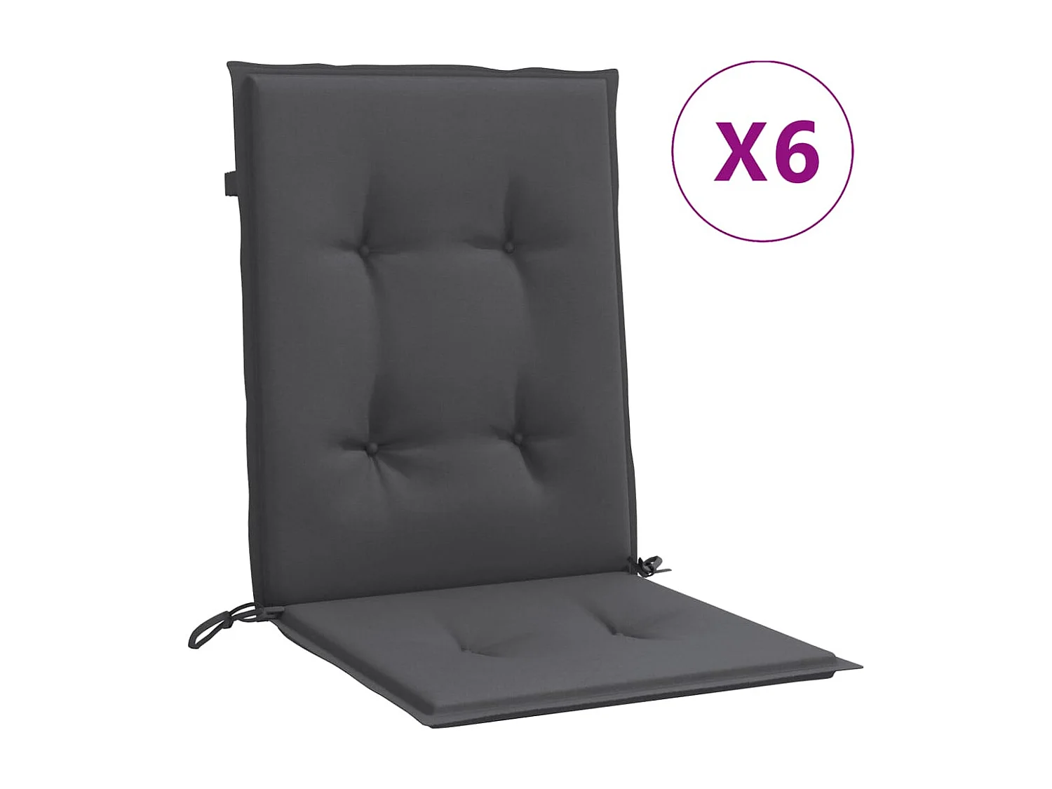 Cojines silla respaldo bajo 6 ud tela gris antracita melange