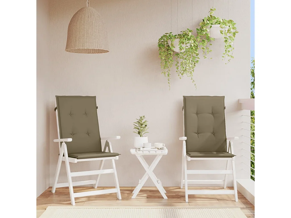 Coussins de chaise à dossier haut lot de 2 taupe mélangé tissu