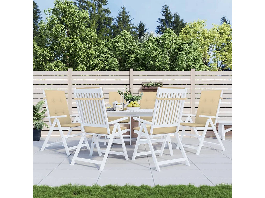 Almofadões para cadeiras altas 6 pcs mesclado tecido bege