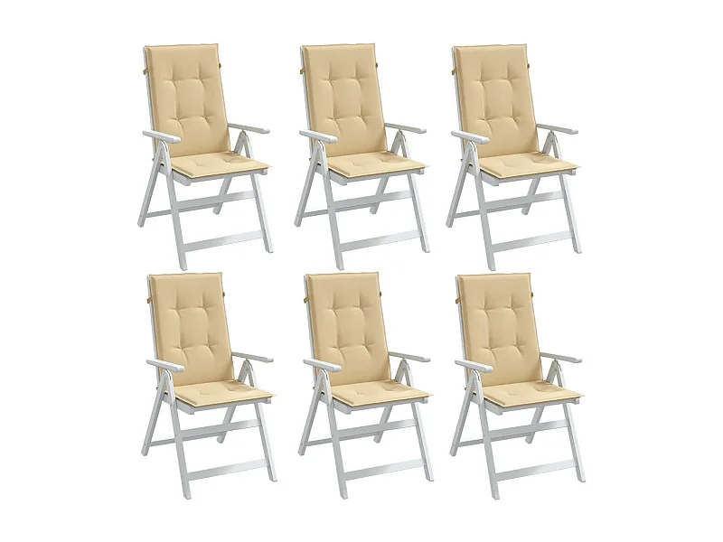Coussins de chaise à dossier haut lot de 6 beige mélangé tissu