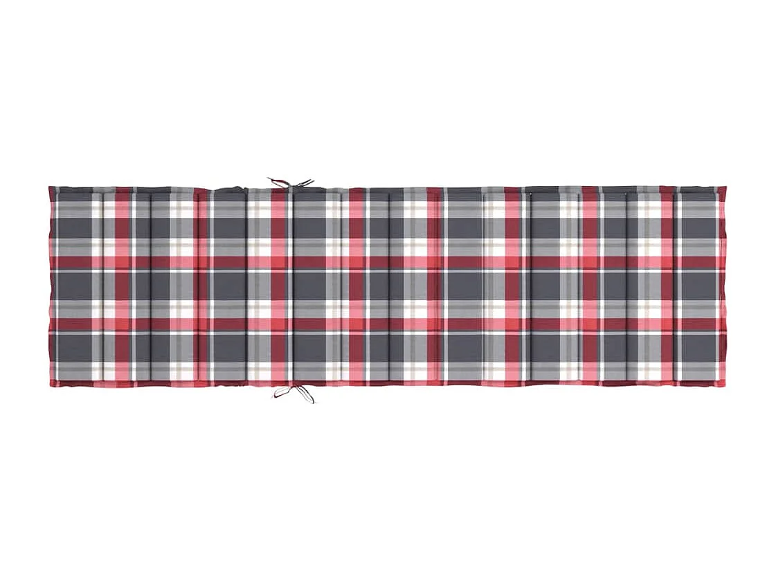 Cojín de tumbona de tela Oxford a cuadros rojo 200x50x3 cm