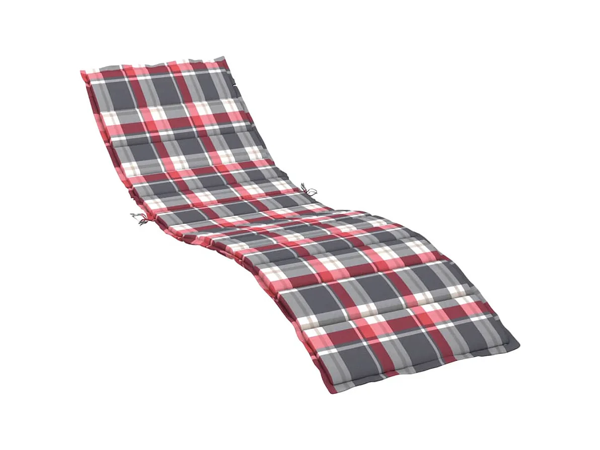 Coussin de chaise longue à carreaux rouge 200x50x3 cm